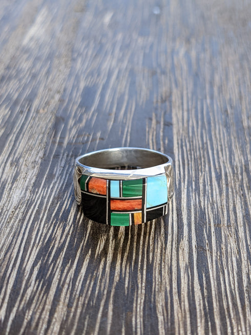 Multi Stone Inlay Ring - Size 10 1/4